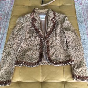 Escada suede leopard embellished blazer
